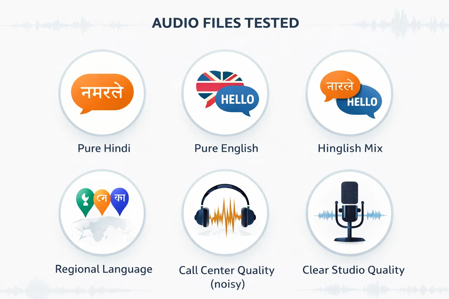 Testing methodology across six audio scenarios